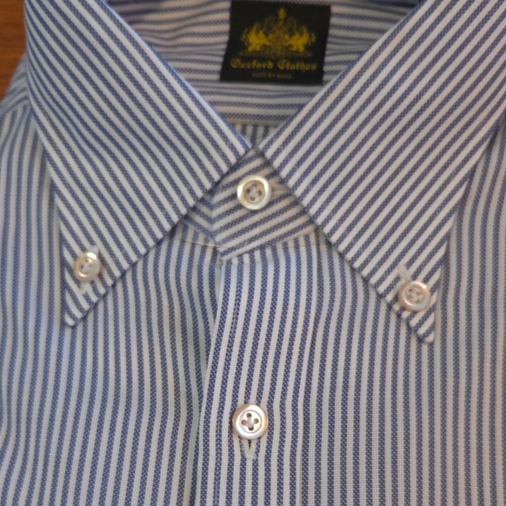 Oxxford Hand Made Striped Dress Shirt - Unique - Picture 7 of 11